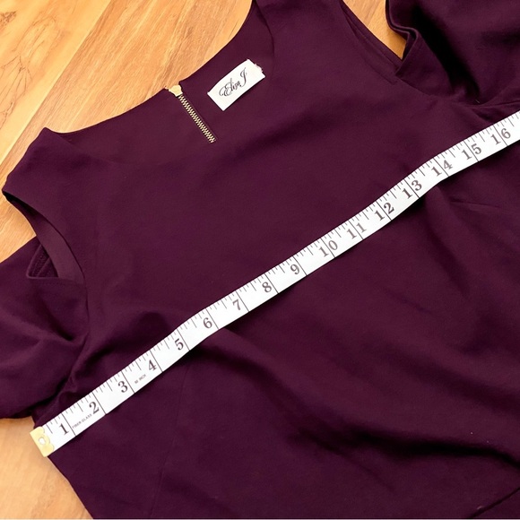 Eliza J Maroon Burgundy Skater Cold Shoulder Dress A-line Wedding Formal Flare - Picture 7 of 9
